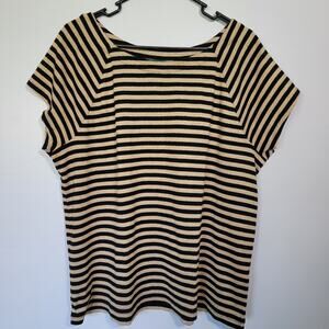 Ralph Lauren Preppy Shimmer Top Womans Sz 2X Flashy Business Casual Black Gold